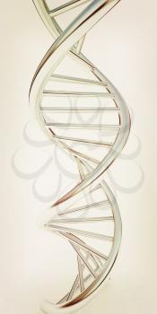 DNA structure model on white. 3D illustration. Vintage style.