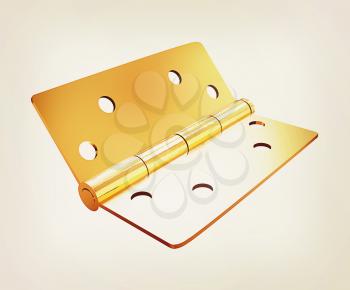 assembly metal hinges on a white background. 3D illustration. Vintage style.