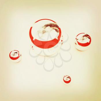 Chrome Balls on a white background. 3D illustration. Vintage style.