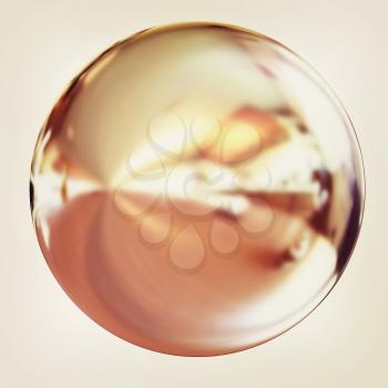 Chrome Ball 3d render on a white background. 3D illustration. Vintage style.