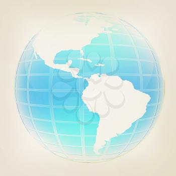 3d globe icon with highlights on a white background. 3D illustration. Vintage style.