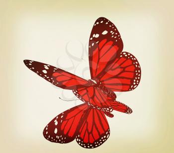 Butterfly on a white background. 3D illustration. Vintage style.