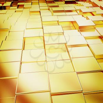 Gold urban background (close-up) . 3D illustration. Vintage style.