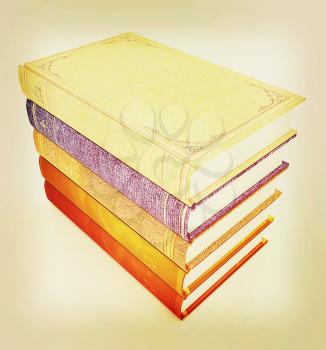 The stack of books on a white background. 3D illustration. Vintage style.