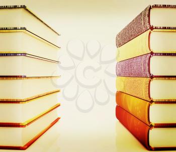 The stack of books on a white background. 3D illustration. Vintage style.