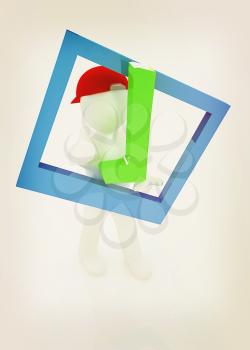 3d man in a red peaked cap with thumb up and a huge tick on a white background. 3D illustration. Vintage style.