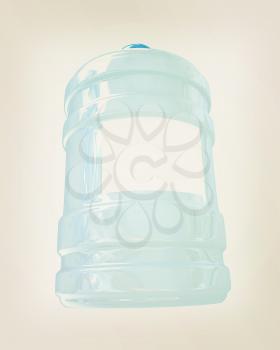 Bottle with clean blue water on a white background. 3D illustration. Vintage style.