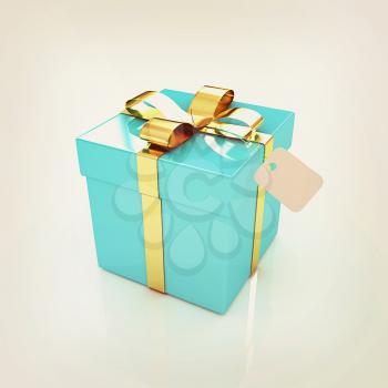 Gift box on a white background. 3D illustration. Vintage style.