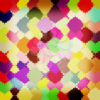 Many-colored puzzle pattern (removable pieces). . 3D illustration. Vintage style.