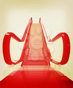 Escalator on a white background. 3D illustration. Vintage style.