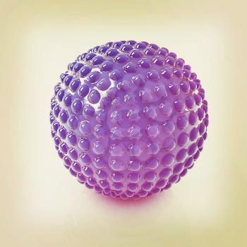 Abstract glossy sphere with pimples on a white background. 3D illustration. Vintage style.