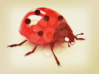 Ladybird on a white background. 3D illustration. Vintage style.