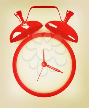 Alarm clock. 3D icon on a white background. 3D illustration. Vintage style.