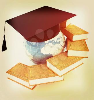 Global Education. 3D illustration. Vintage style.