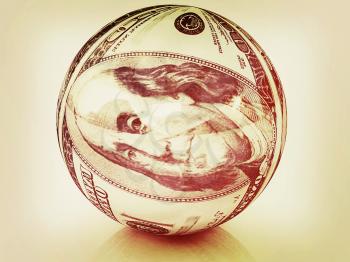 Sphere from  dollar . 3D illustration. Vintage style.