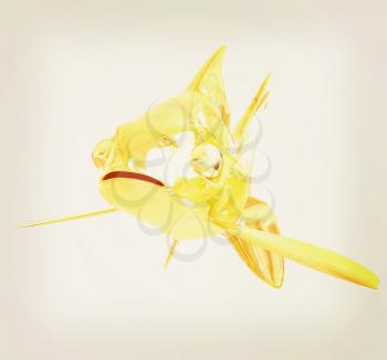 Gold fish. Isolation on a white background. 3D illustration. Vintage style.