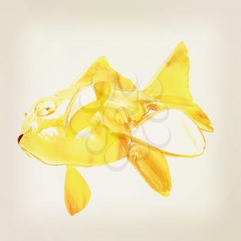 Gold fish. Isolation on a white background. 3D illustration. Vintage style.