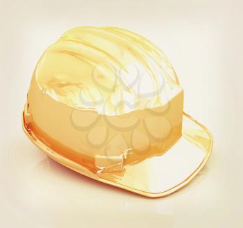 Hard hat on a white background. 3D illustration. Vintage style.