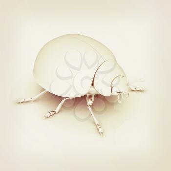 Metall beetle on a white background. 3D illustration. Vintage style.