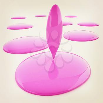 3d drops isolated on white background. 3D illustration. Vintage style.