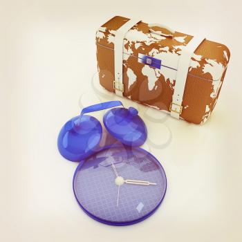 Suitcase for travel. 3D illustration. Vintage style.