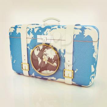 Suitcase for travel. 3D illustration. Vintage style.