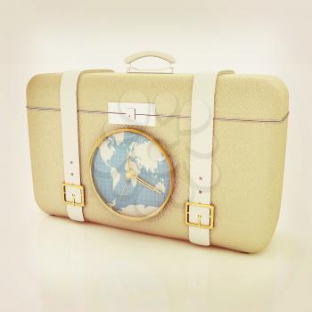 Suitcase for travel. 3D illustration. Vintage style.