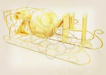 Happy New Year 2014 on white background. 3D illustration. Vintage style.