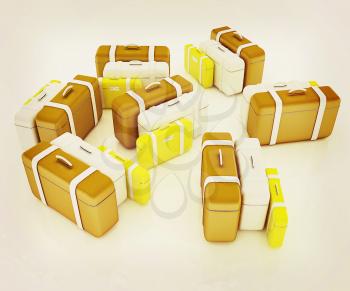 travel bags on white . 3D illustration. Vintage style.