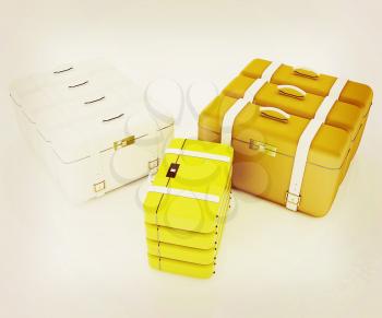 travel bags on white . 3D illustration. Vintage style.