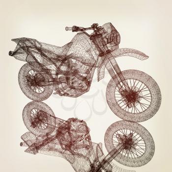 3d sport motocross bike. 3D illustration. Vintage style.