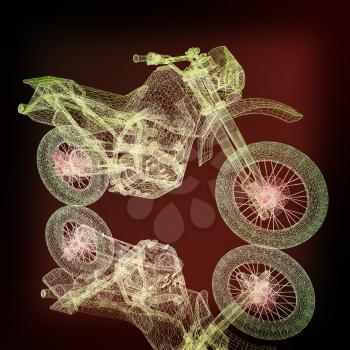 3d sport motocross bike. 3D illustration. Vintage style.