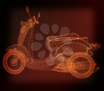 Vintage Retro Moped. 3d model. 3D illustration. Vintage style.