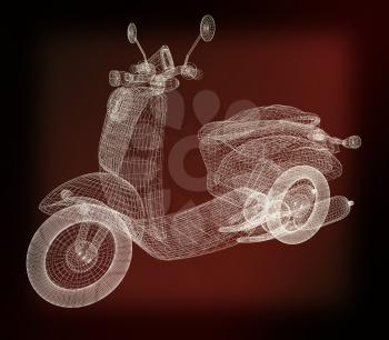 Vintage Retro Moped. 3d model. 3D illustration. Vintage style.