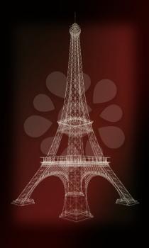 3d Eiffel Tower render. 3D illustration. Vintage style.