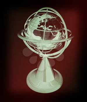 Terrestrial globe model . 3D illustration. Vintage style.