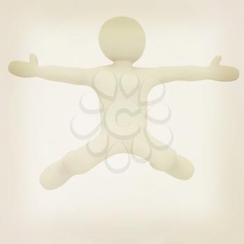 falling 3d man on white background. 3D illustration. Vintage style.