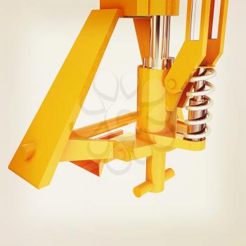 Abstract engineering assembly. 3D illustration. Vintage style.