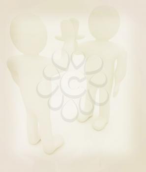 3d man isolated on white. Series: human emotions - five between two persons that celebrate a success. 3D illustration. Vintage style.