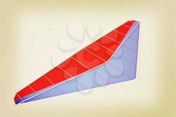 Hang glider isolated on a white background. 3D illustration. Vintage style.