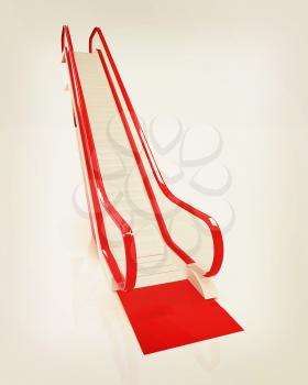 Escalator on a white background. 3D illustration. Vintage style.