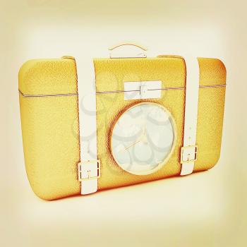 Suitcase for travel. 3D illustration. Vintage style.