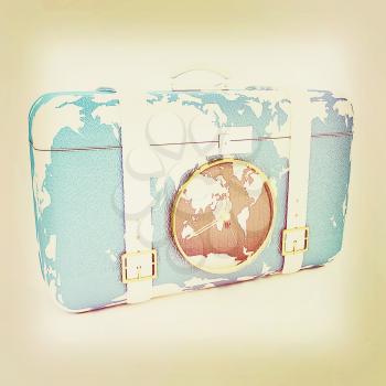 Suitcase for travel. 3D illustration. Vintage style.
