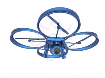 Drone, quadrocopter, with photo camera flying. 3d render