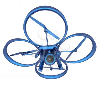 Drone, quadrocopter, with photo camera flying. 3d render