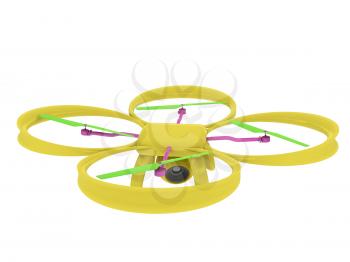 Drone, quadrocopter, with photo camera flying. 3d render