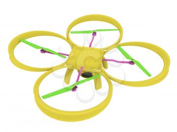 Drone, quadrocopter, with photo camera flying. 3d render