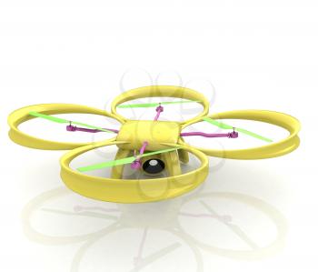 Drone, quadrocopter, with photo camera. 3d render