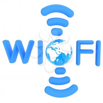 wifi earth icon. 3d illustration