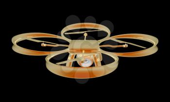 Drone, quadrocopter, with photo camera flying. 3d render